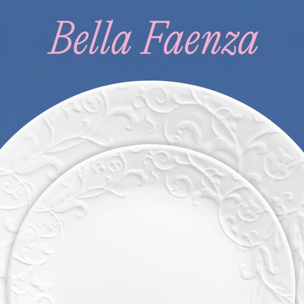 C6EEE053_9f9a5ca4-8c26-4096-8fde-81f05a05990a 18‑Piece Bella Faenza Embossed White Dinnerware Set, Service for 6, Includes 10.25" Dinner Plates, 8.5" Salad Plates, 18 oz Soup & Cereal Bowls